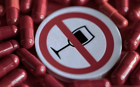 Знак запрета алкоголя на фоне таблеток