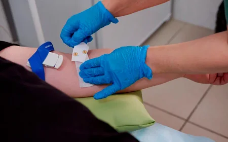 Врач клеит пластырь