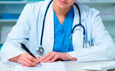 Врач пишет на листке бумаги